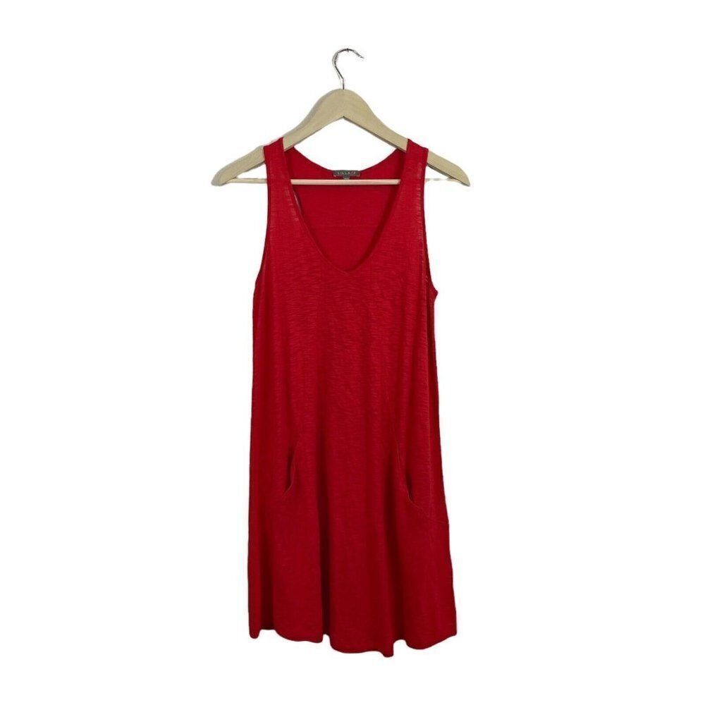 Lilla P Small Tank Dress Sleeveless Red Lightweight Cotton Modal